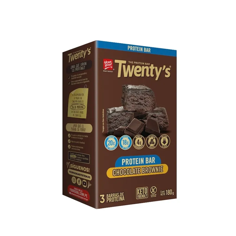 Barra de proteína Chocolate Brownie Twenty\'s - Caja 180 g