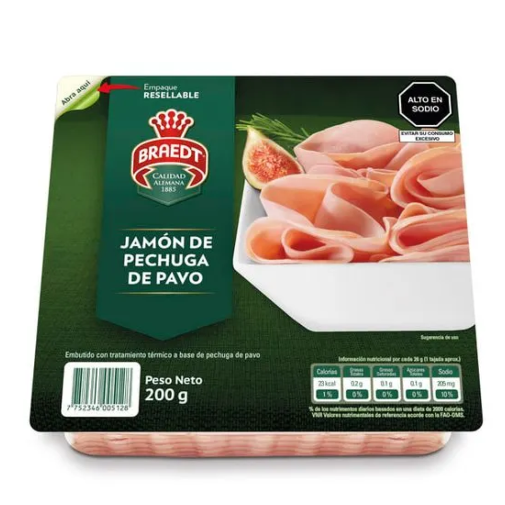 JAMÓN DE PAVO BRAEDT - PAQUETE 200G