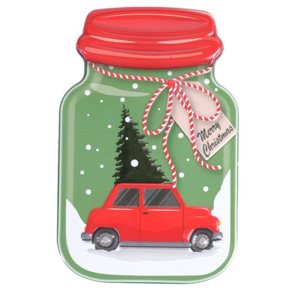 Envase de Metal con Diseño de Frasco Navideño - Unidad