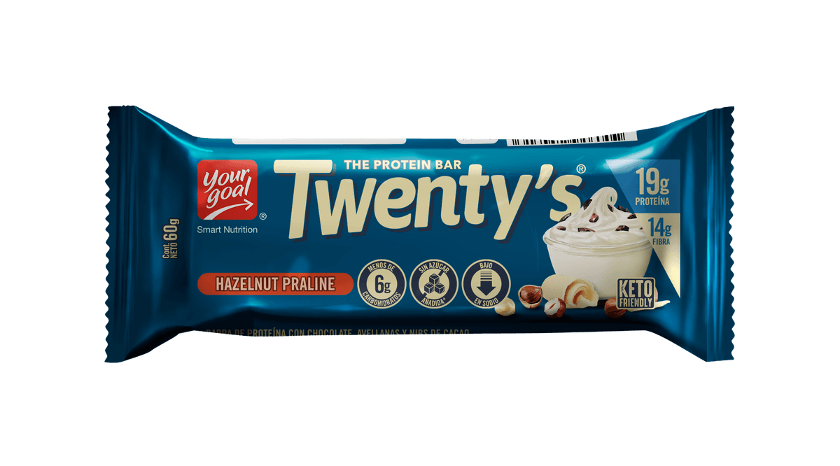 Barra de proteína Hazelnut Praline Twenty\'s - Barra 60 g