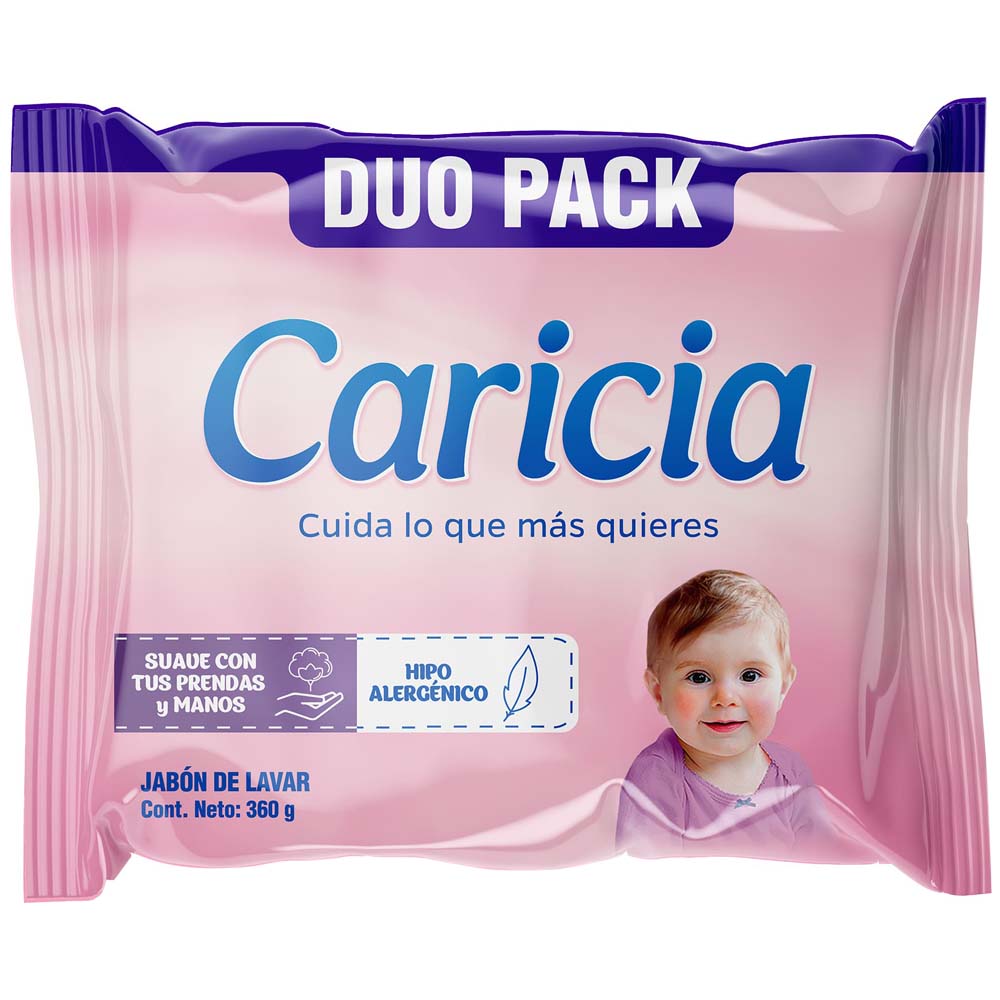 Jabón De Lavar En Barra Caricia - Pack 2 Und C/u 180 gr